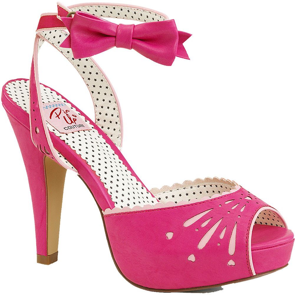 Pin Up Couture BETTIE 01 Ankle Strap Sandale Hot Pink Vintage Retro Pin Up Couture BETTIE 01 Ankle Strap Sandale Hot Pink Vintage Retro